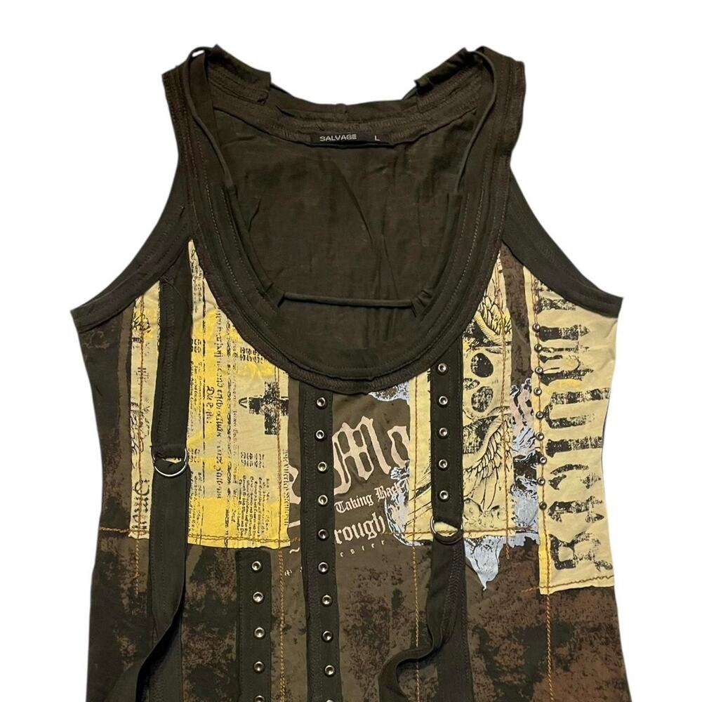 NWOT Vintage Y2K Salvage grunge punk goth lace-up tank dress Size L - Picture 7 of 8